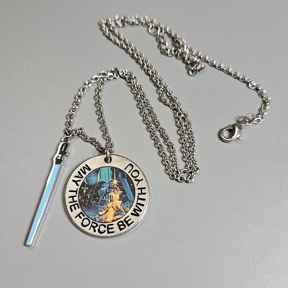 Star Wars May The Force Be With You Saber Pendant Necklace Disney Lucas